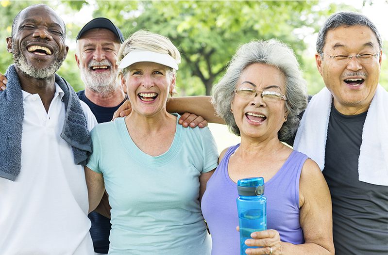 Smiling aging adults